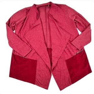LOGO Lounge Open Front Cascading Cardigan